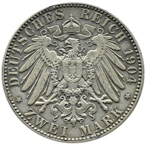 Niemcy, Saksonia, Georg, 2 marki 1904 E, Muldenhütten - edycja pośmiertna
