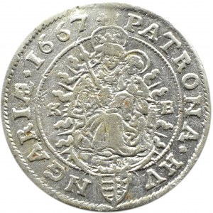 Węgry, Leopold I, 6 krajcarów 1667 KB, Kremnica