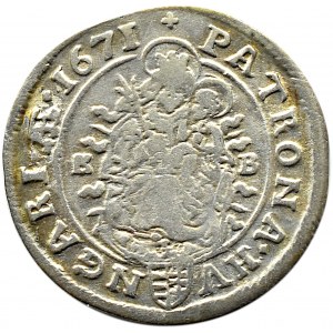 Węgry, Leopold I, 6 krajcarów 1671 KB, Kremnica