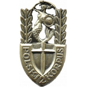 Polska, odznaka Polski II Korpus (syrenka), fotografie i karty pocztowe generałowie Wł. Sikorski i St. Sosabowski