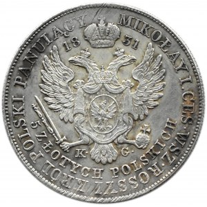 Nikolaus I., 5 Gold 1831 K.G., Warschau, SCHÖN!!!