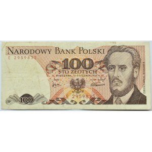 Polen, PRL, L. Waryński, 100 Zloty 1975, Warschau, Serie E