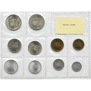 Polen, PRL, Satz polnischer Münzen, 10 Grosze - 20 Zloty 1975, Warschau, UNC