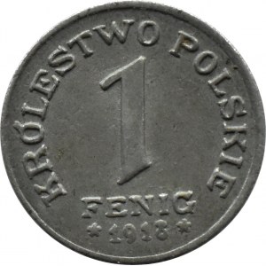 Królestwo Polskie, 1 fenig 1918 FF, Stuttgart, UNC