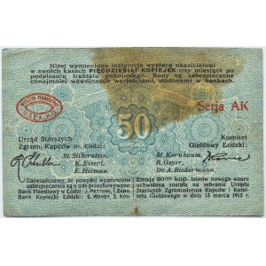 Łódź, Urząd Starszych Zgromadzenia Kupców, 50 kopiejek 1915, seria AK