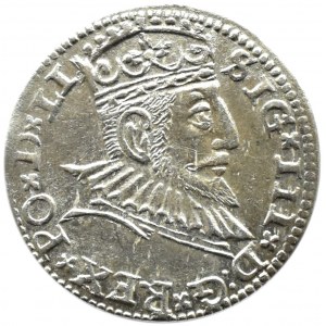 Zygmunt III Waza, trojak 1591, Ryga, mała głowa króla, LI