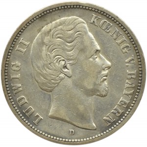 Deutschland, Bayern, Ludwig II, 5 Mark 1874 D, München, seltenster Jahrgang