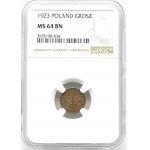 Poland, Second Republic, 1 grosz 1923, Warsaw, NGC MS64 BN