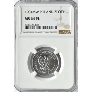 Poland, PRL, 1 zloty 1981, IDEAL, Warsaw, NGC MS64PL