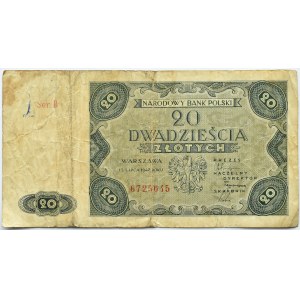 Poland, RP, 20 zloty 1947, Warsaw, series B
