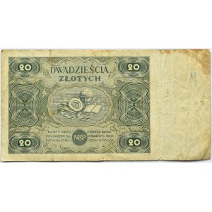 Polska, RP, 20 złotych 1947, Warszawa, seria B