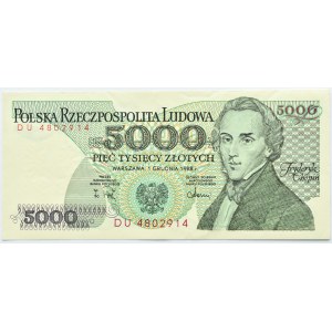Polen, PRL, F. Chopin, 5000 Zloty 1988, Warschau, DU-Serie, UNC