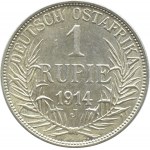 Niemcy, OstAfrica, Guilelmus (Wilhelm) II, 1 rupia 1914 J, Hamburg, Rzadka!
