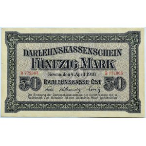 Polen/Deutschland, Kaunas 50 Mark 1918 OST, Serie B