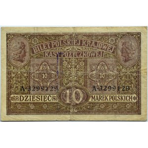Polen, Zweite Republik, 10 Mark 1916, General, Serie A32....., selten
