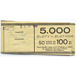 Polska, Generalna Gubernia, banderolka od paczki bankowej 100 złotych