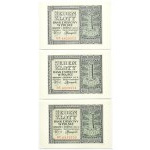 Poland, General Government, 1 zloty 1941, BE series, Krakow - three consecutive issues