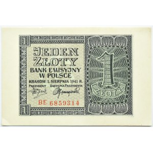 Poland, General Government, 1 zloty 1941, BE series, Cracow