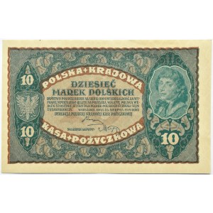 Poland, Second Republic, 10 marks 1919, 2nd series DR, Warsaw