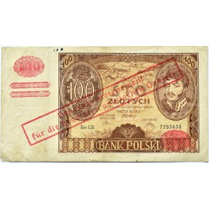 Polen, Generalgouvernement, 100 Zloty 1934, CD-Serie, falscher Aufdruck