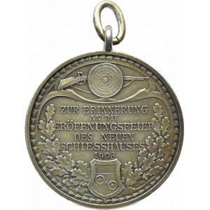 Niemcy, Medal upamiętniający otwarcie nowego gmachu strzelnicy Mainz (Moguncja) 1903, oryginalne pudełko