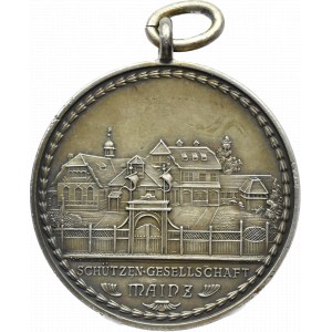 Niemcy, Medal upamiętniający otwarcie nowego gmachu strzelnicy Mainz (Moguncja) 1903, oryginalne pudełko