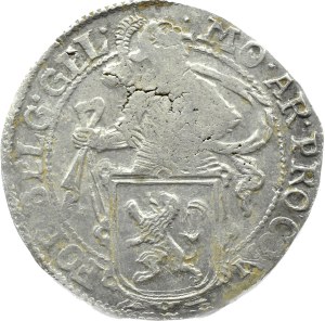 Niderlandy, Geldria, talar lewkowy (Leeuwendaalder) 1652, dwukrotnie nabita 6