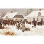 Ryszard Okniński (1848 Śniadowo - 1925 Kolczyn), Targ w małym miasteczku, około1880