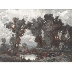 Bronisław Jamontt (1886 Dokudów - 1957 Toruń), Drzewa nad stawem, 1943
