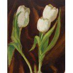 Autor nieznany, Martwa natura z tulipanami