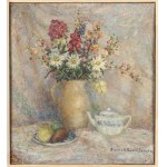 Maria Ziomek Kowalewska (1905 - 1975 ), Still life with flowers (recto)/ Landscape (verso), 1960s.