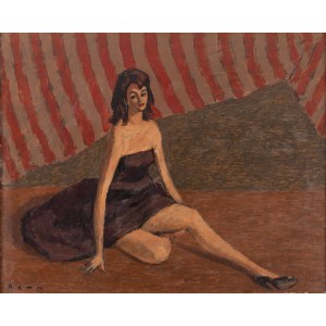 Benn Bencion Rabinowicz (1905 Białystok - 1989 Paryż), Kobieta na tle barwnej tkaniny
