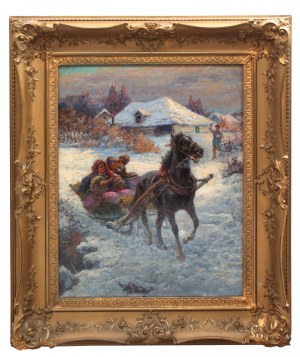 Gustav Prucha (1875 Wiedeń - 1952), Zimowy zaprzęg