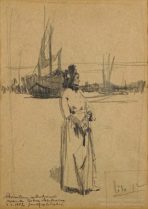 Teodor Axentowicz (1859 - 1938), W porcie - praca dwustronna, 1882