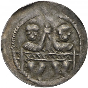 Bolesław Kędzierzawy 1146-1173, Denar, Bracia za stołem, R1