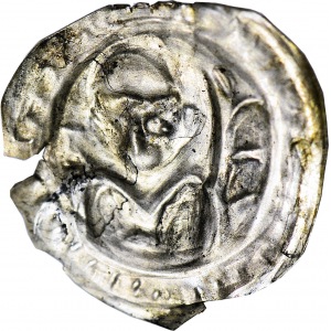 RR-, Mieszko III Stary 1173-1202, Brakteat łaciński, Książę z liściem palmowym, R5