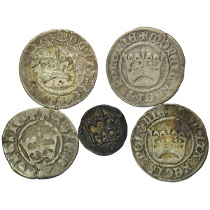 Aleksander Jagiellończyk 1446-92, zestaw pięciu monet