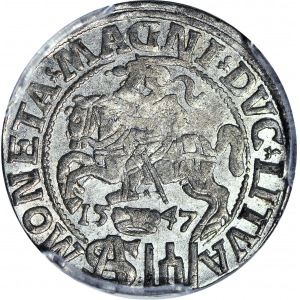 Zygmunt II August, Grosz na stopę polską 1547, Wilno, R1, menniczy