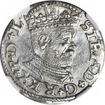 Stefan Batory, Trojak 1586 Ryga, mała głowa, R, menniczy