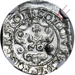 RR-, Zygmunt III Waza, Szeląg 1601 Ryga, błąd SOILIDUS (zamiast SOLIDUS), menniczy, nienotowany