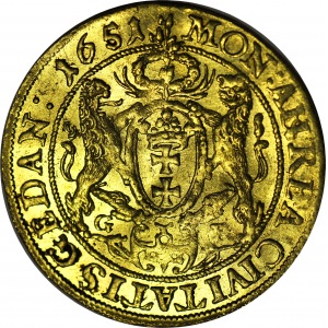 RR-, Jan Kazimierz, Dukat 1651, Gdańsk, data w otoku, oddalona od legend, R5-R6