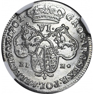 R-, August II Mocny, Szóstak koronny 1702, Lipsk, EPH, R1, menniczy