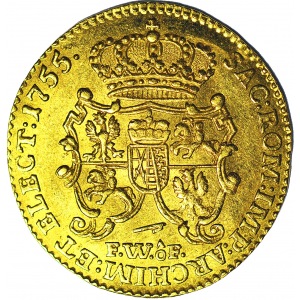 R-, August III Sas, Dukat 1755, Drezno, piękny