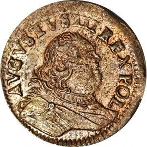 August III Saxon, 1754 penny, letter H, large head