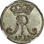 RR,- August III, Grosz (1/24 Talara) 1753, Lipsk, MONOGRAM, PRÓBA, menniczy, R7