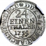 August III Sas, 1/24 talara (grosz) 1754, Drezno, FWoF, menniczy