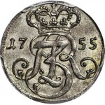 R-, August III Sas, Trojak 1755, Gdańsk, R2, menniczy