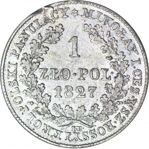 Królestwo Polskie, Aleksander I, 1 złoty 1827 IB, piękne