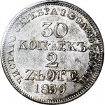 Zabór Rosyjski, 2 złote = 30 kopiejek 1839, MW, Warszawa, mennicze