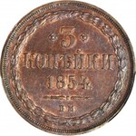 Zabór Rosyjski, 3 kopiejki 1854 BM Warszawa, mennicze